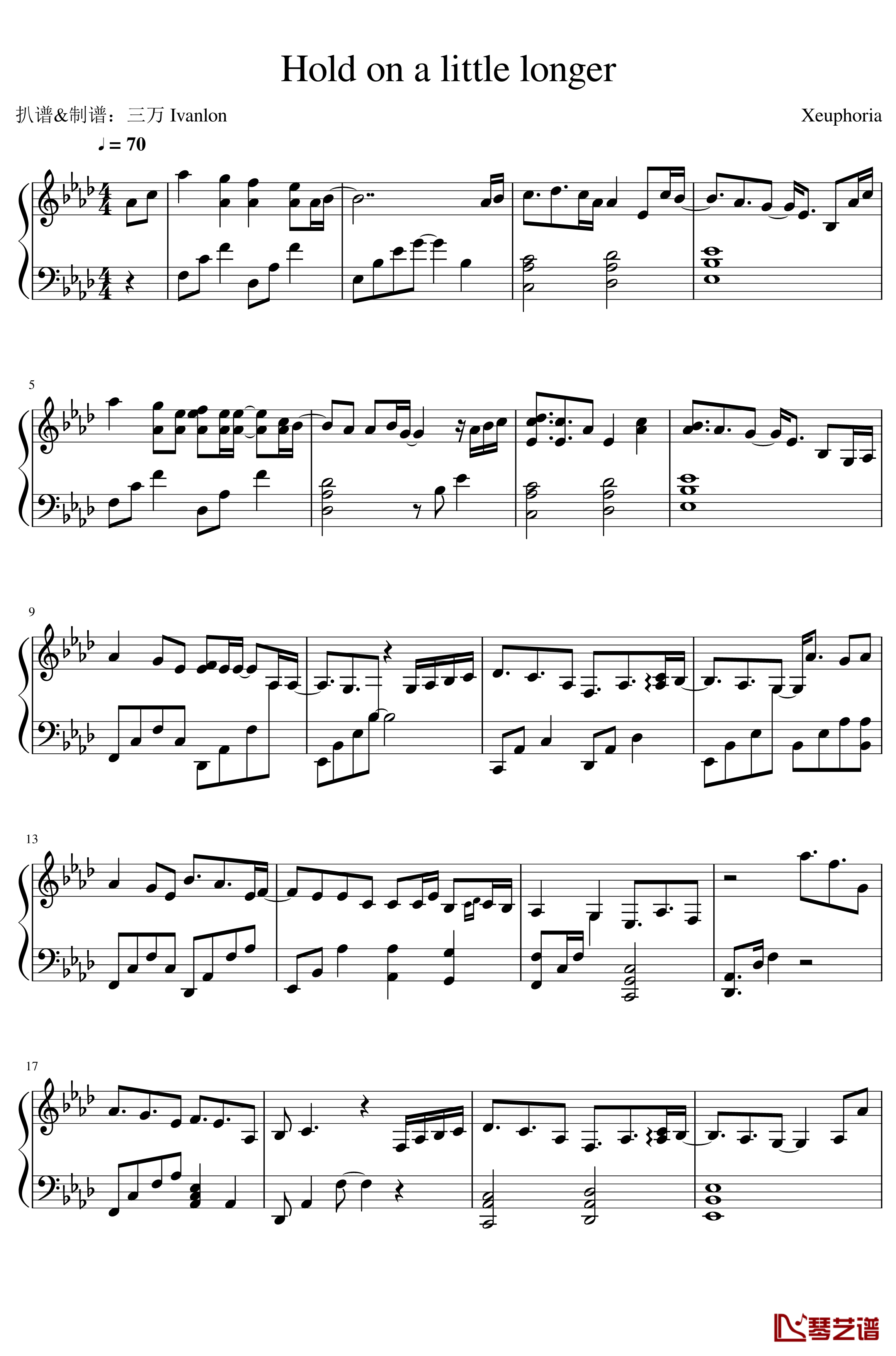 Hold on a little longer钢琴谱- Xeuphoria1