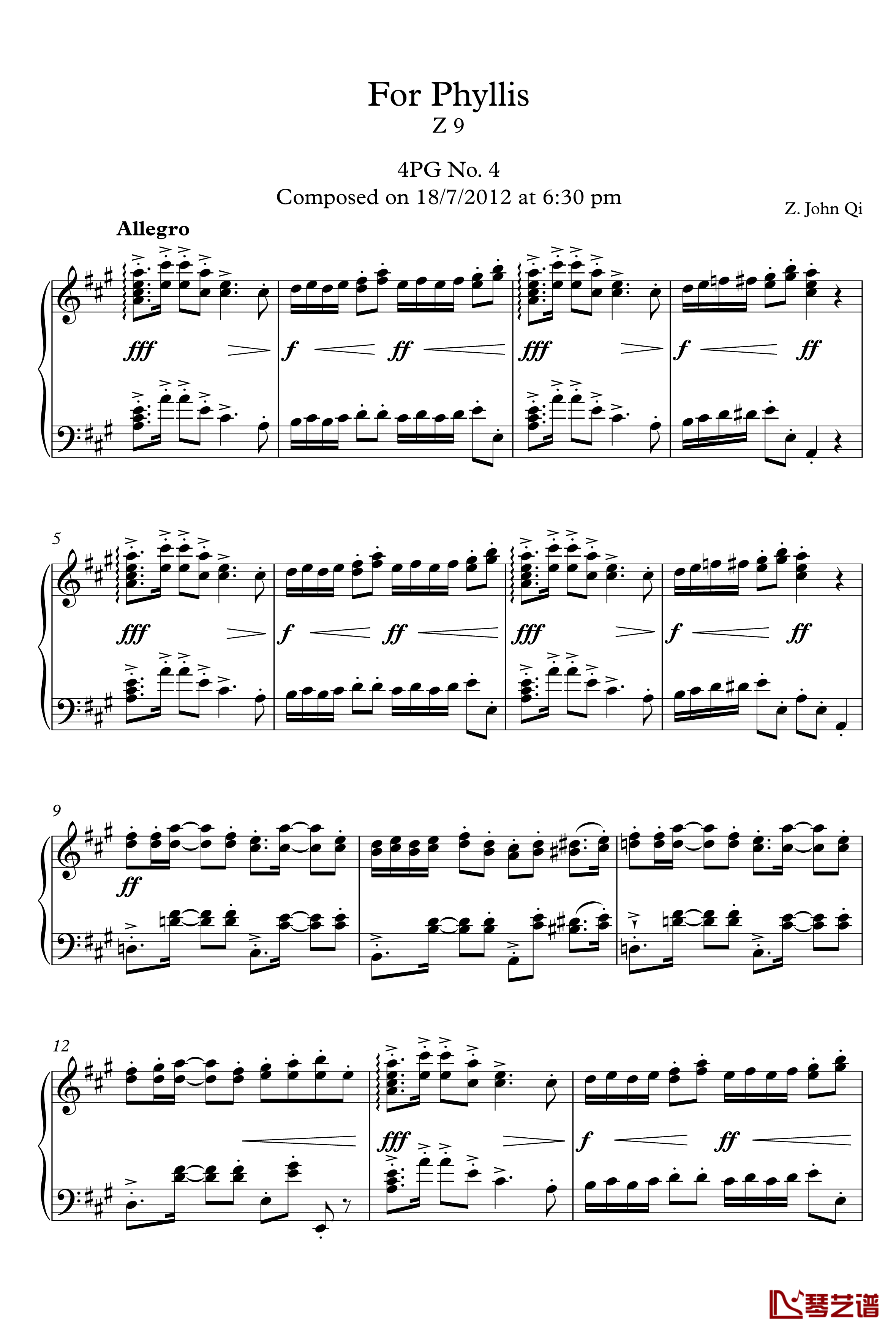 For Phyllis 4PG No. 4钢琴谱-漆政-Z91