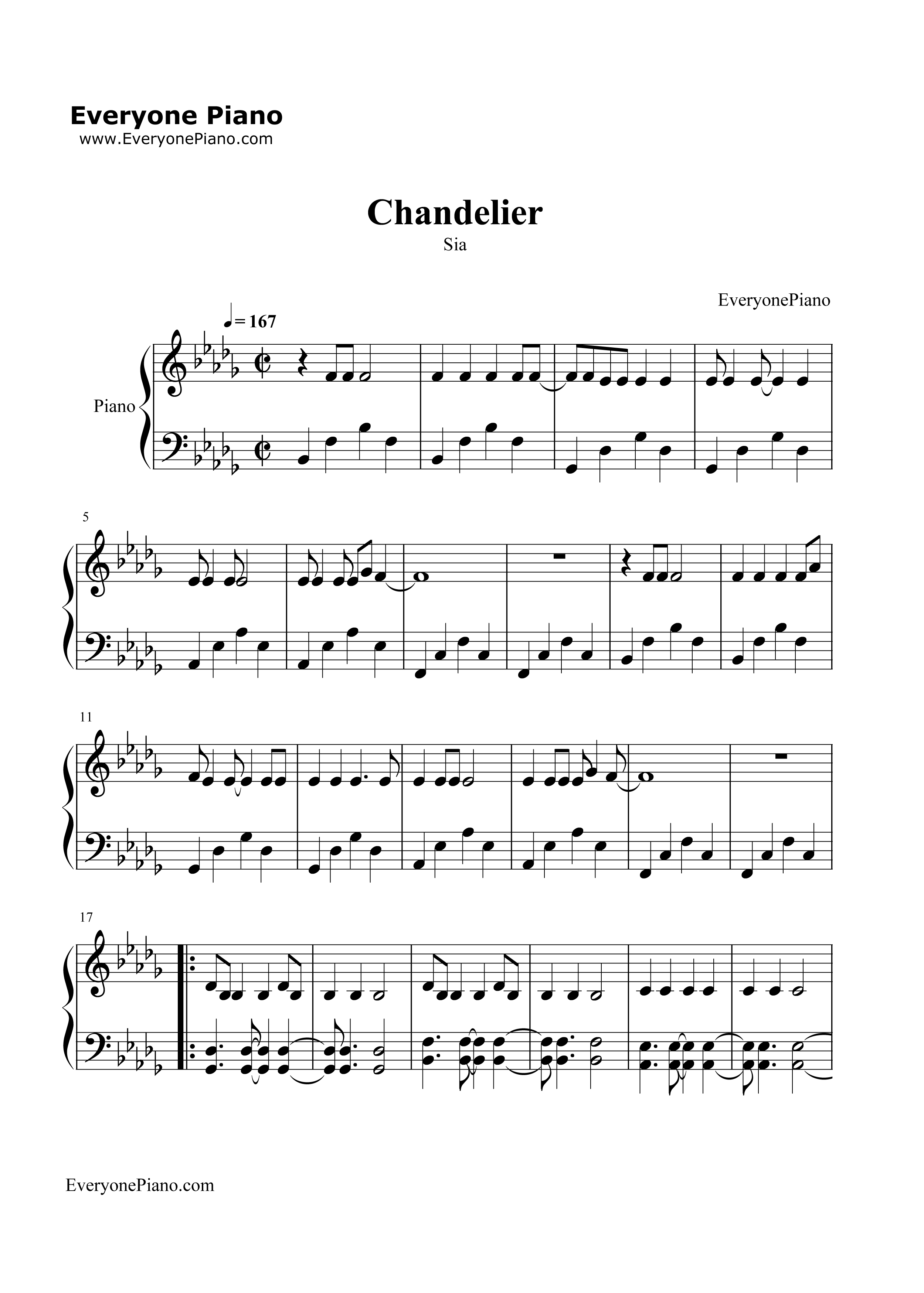 Chandelier-Sia五线谱预览1