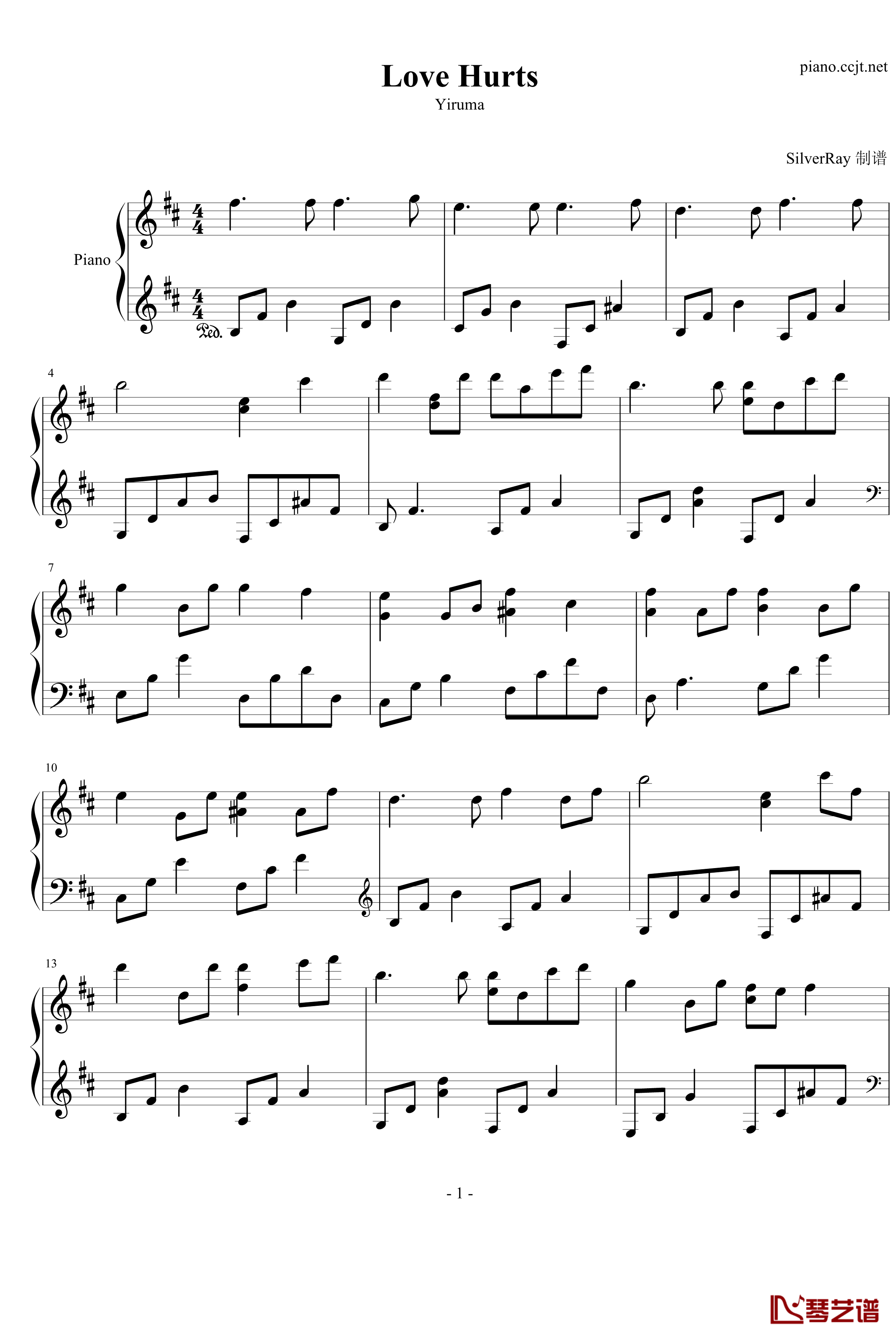 Love Hurts钢琴谱-Yiruma1