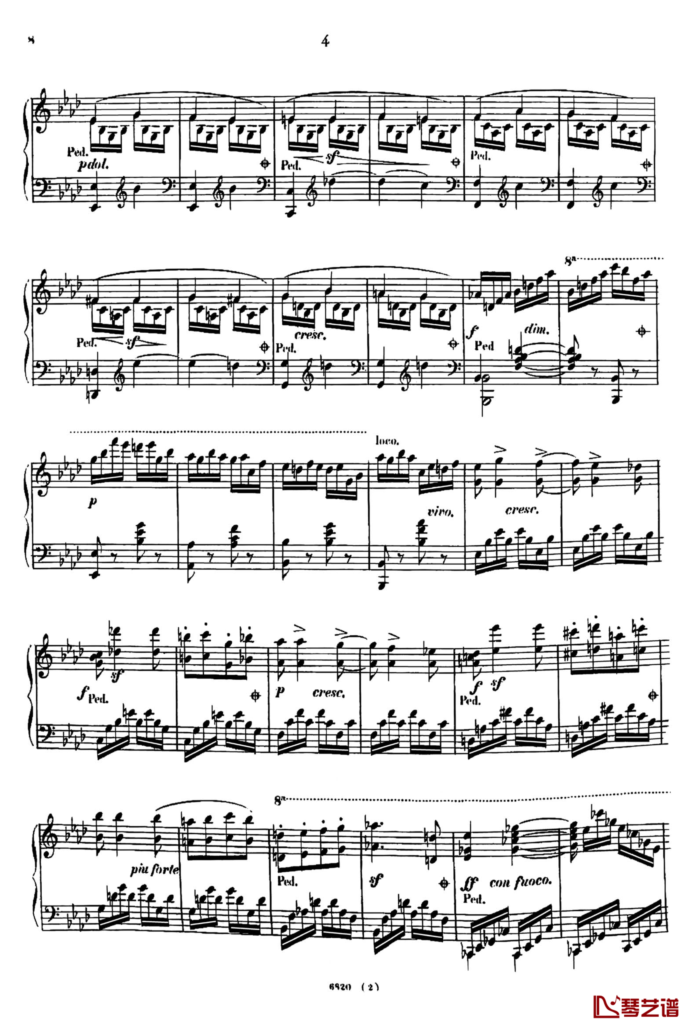 降A大调夜曲 心愿 Op.604  No.2钢琴谱-车尔尼-Czerny4