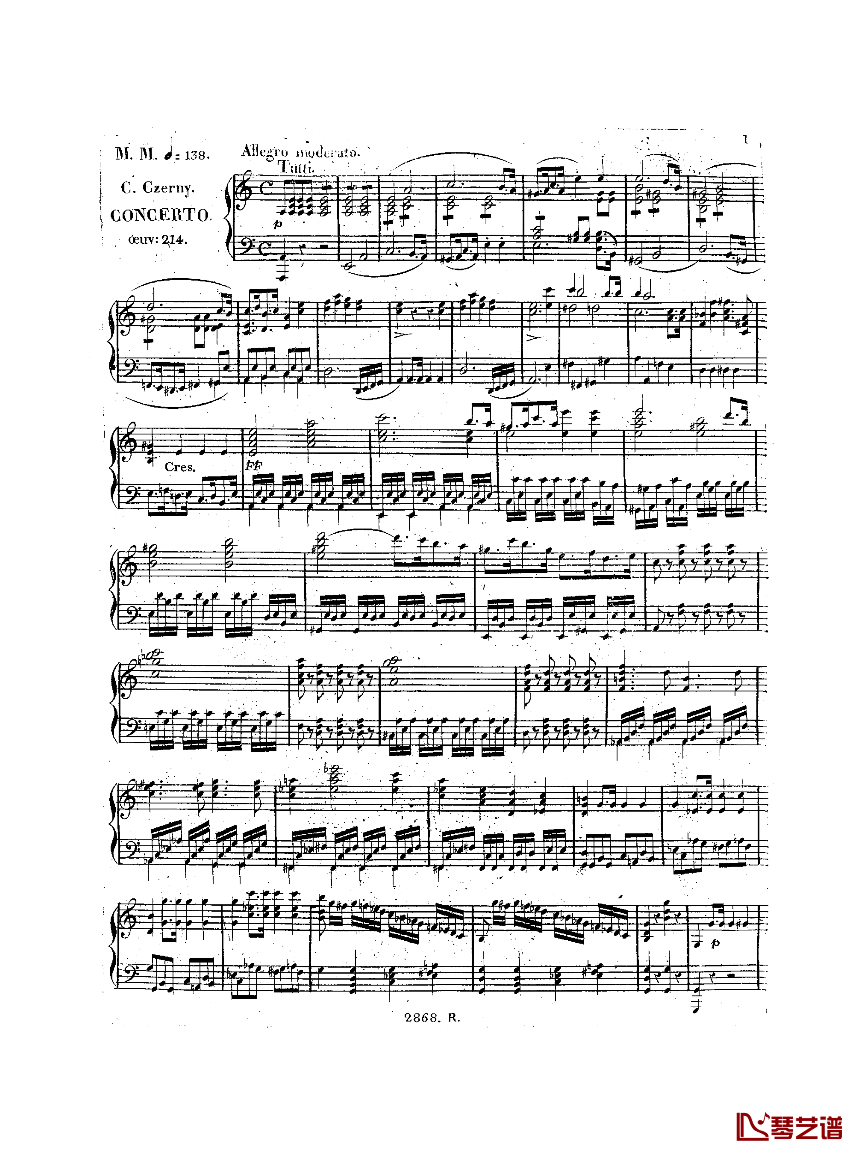 a小调钢琴协奏曲  Op.214钢琴谱-车尔尼-Czerny2