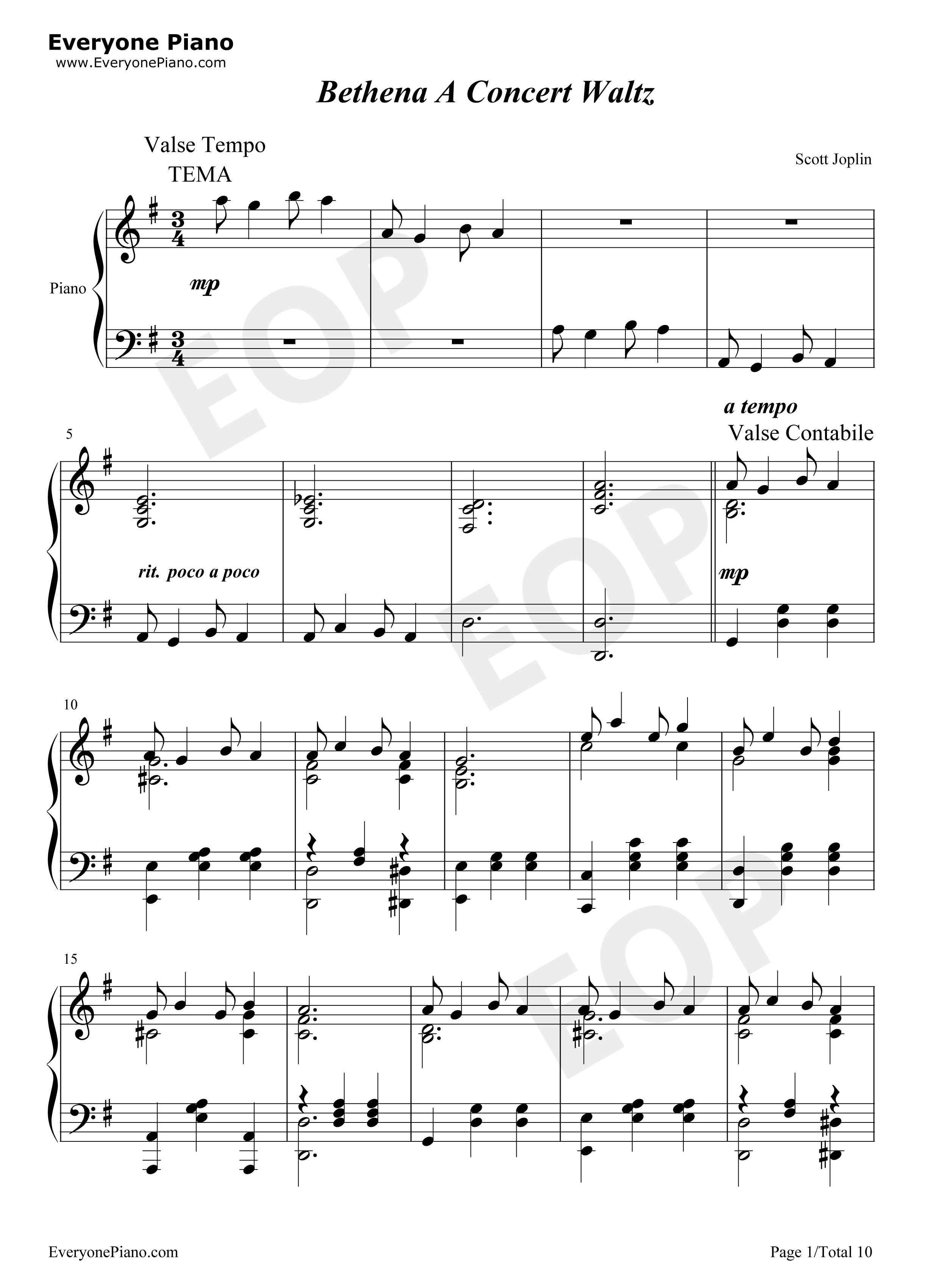 Bethena A Concert Waltz-Scott Joplin五线谱预览1