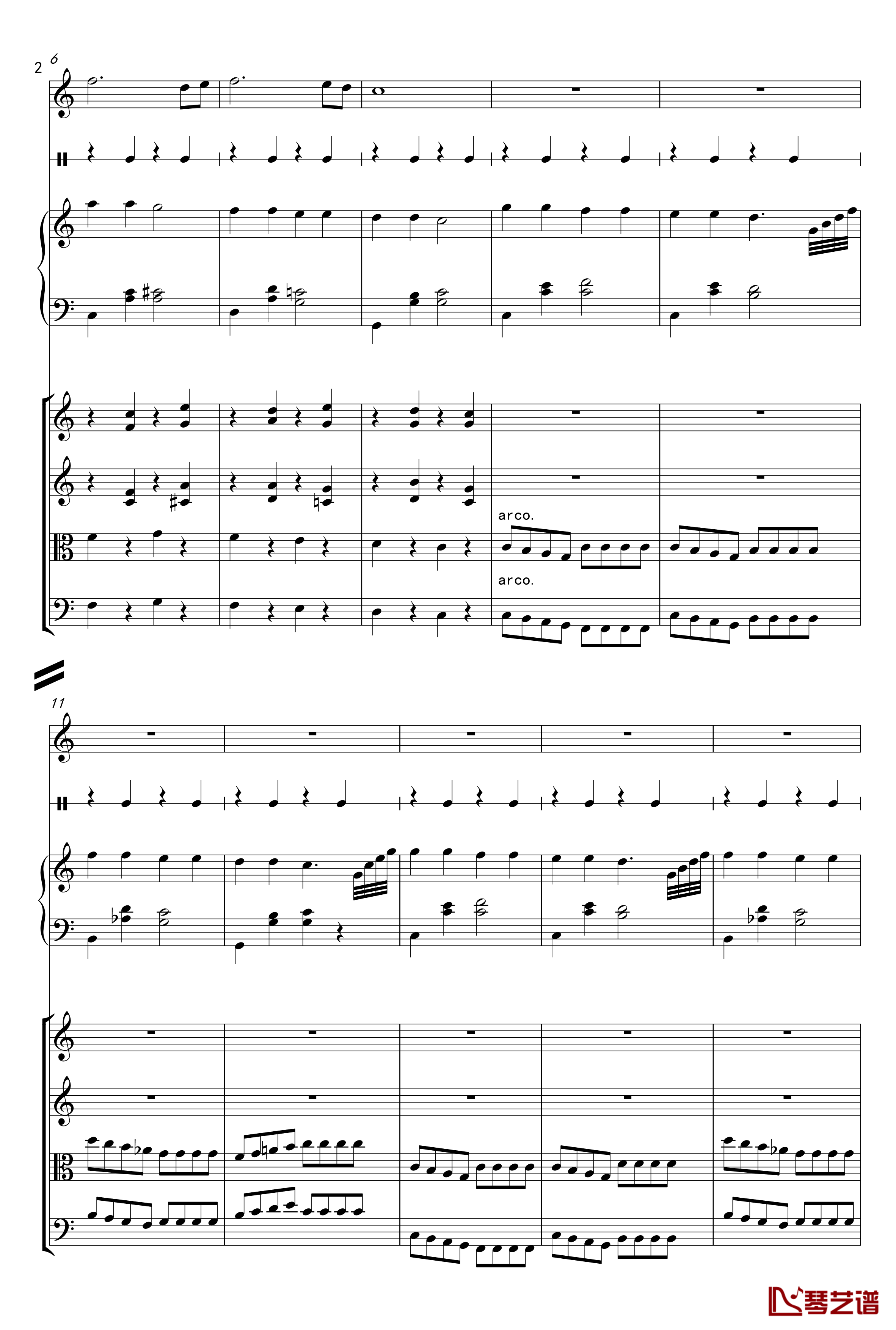 小星星弦乐钢琴谱-莫扎特2