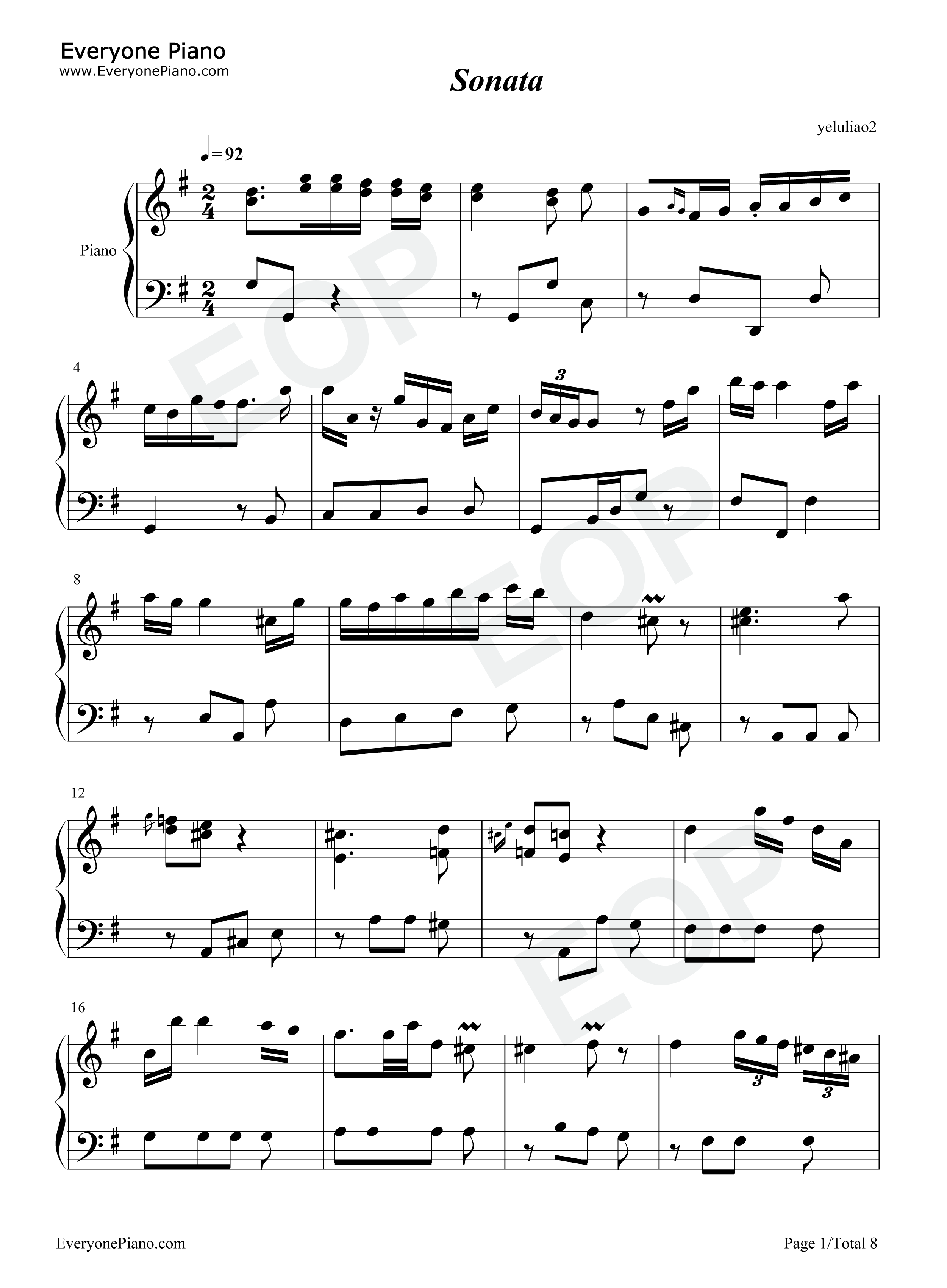 Sonata-奏鸣曲五线谱预览1