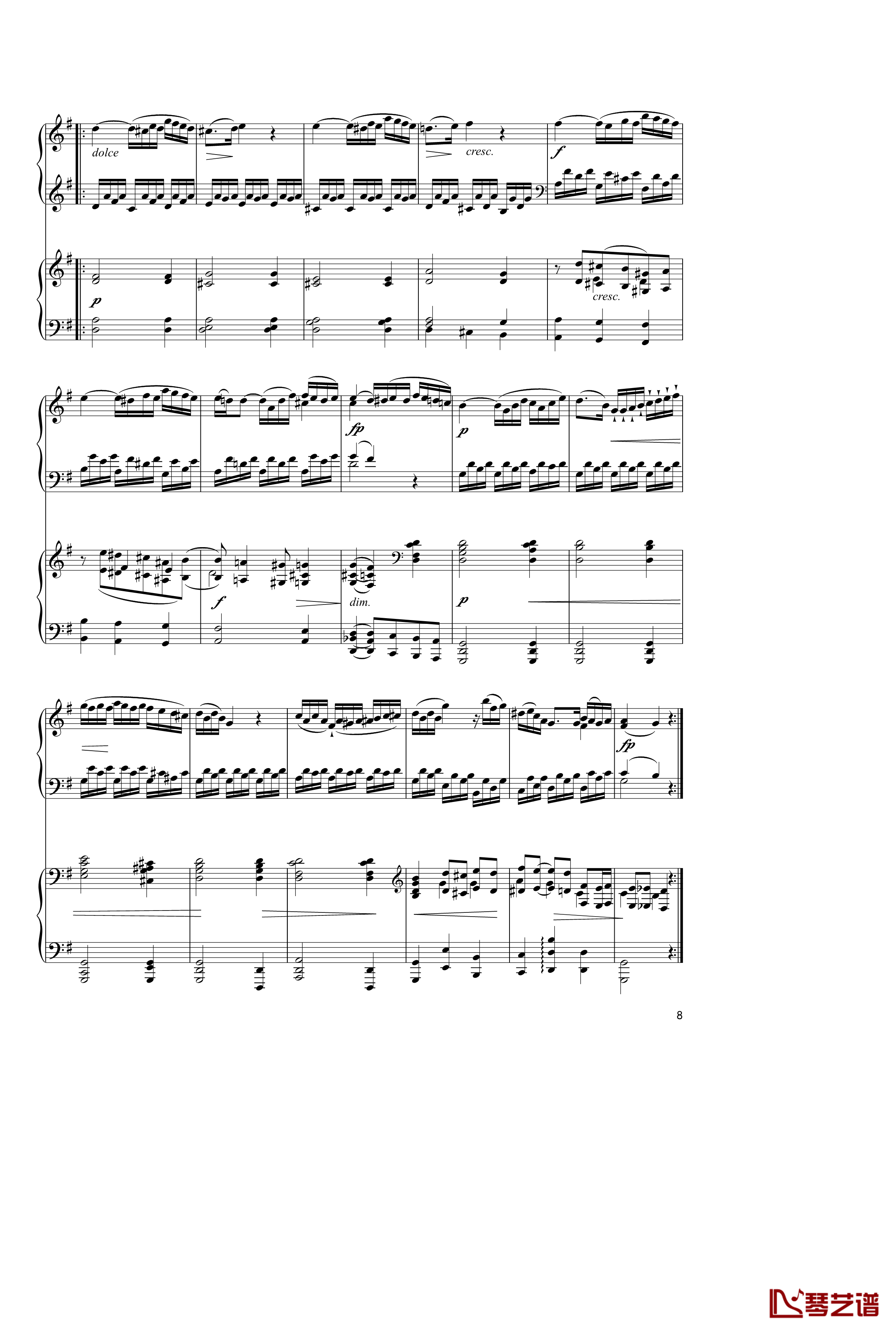 Sonata In C Major, K 545钢琴谱-双钢琴-莫扎特8
