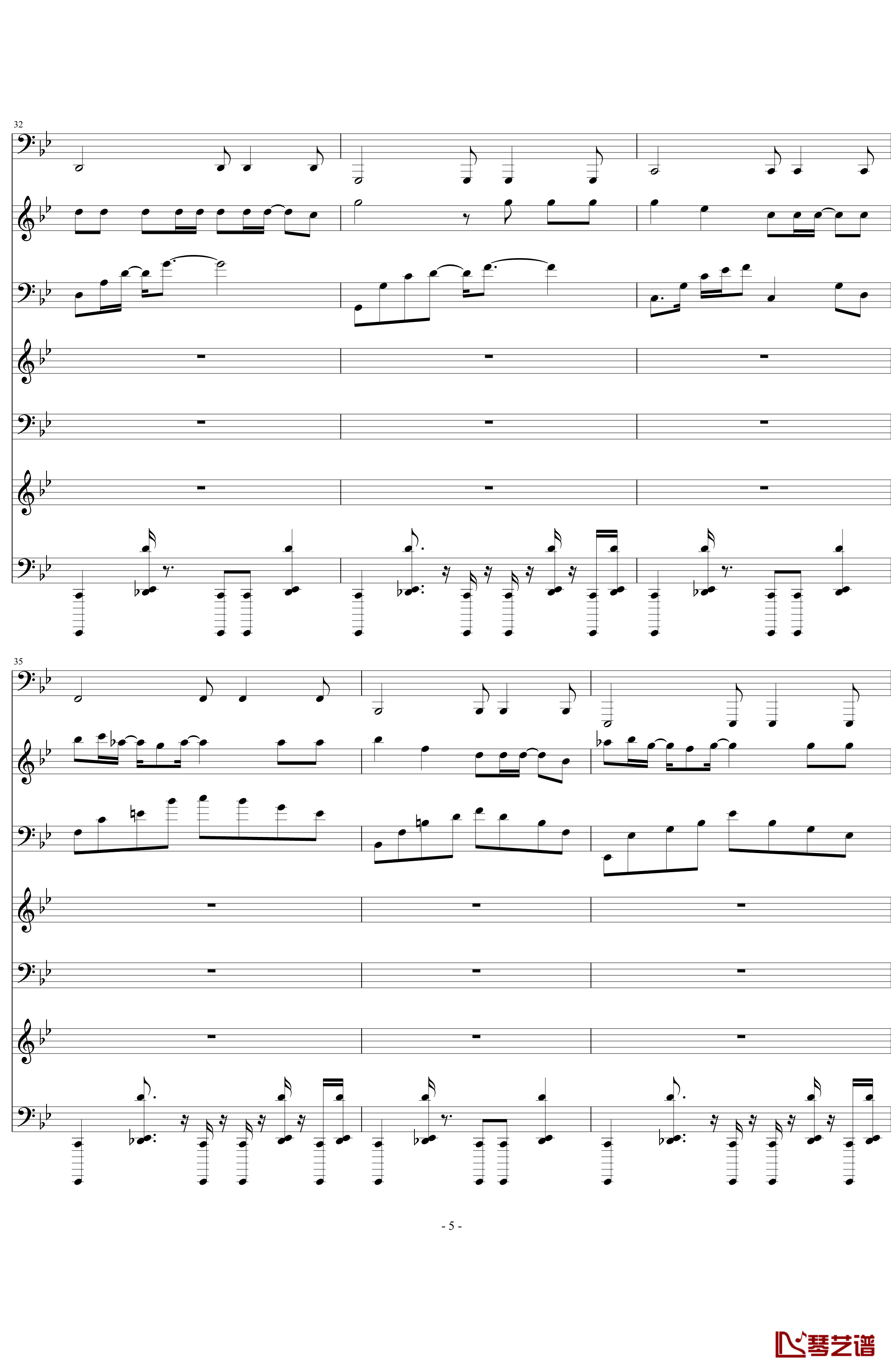 贝多芬的悲伤钢琴谱-萧风5