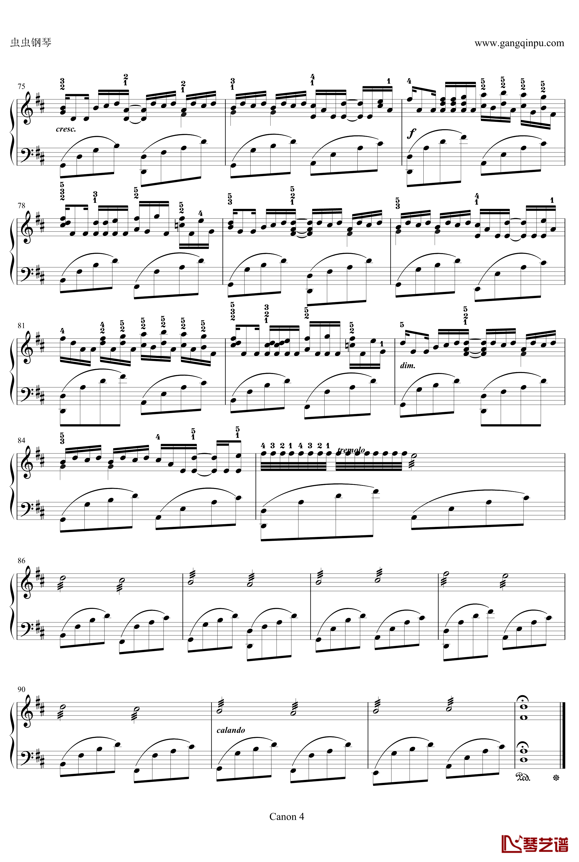卡农变奏曲钢琴谱 D调原调George Winsten版本-帕赫贝尔4