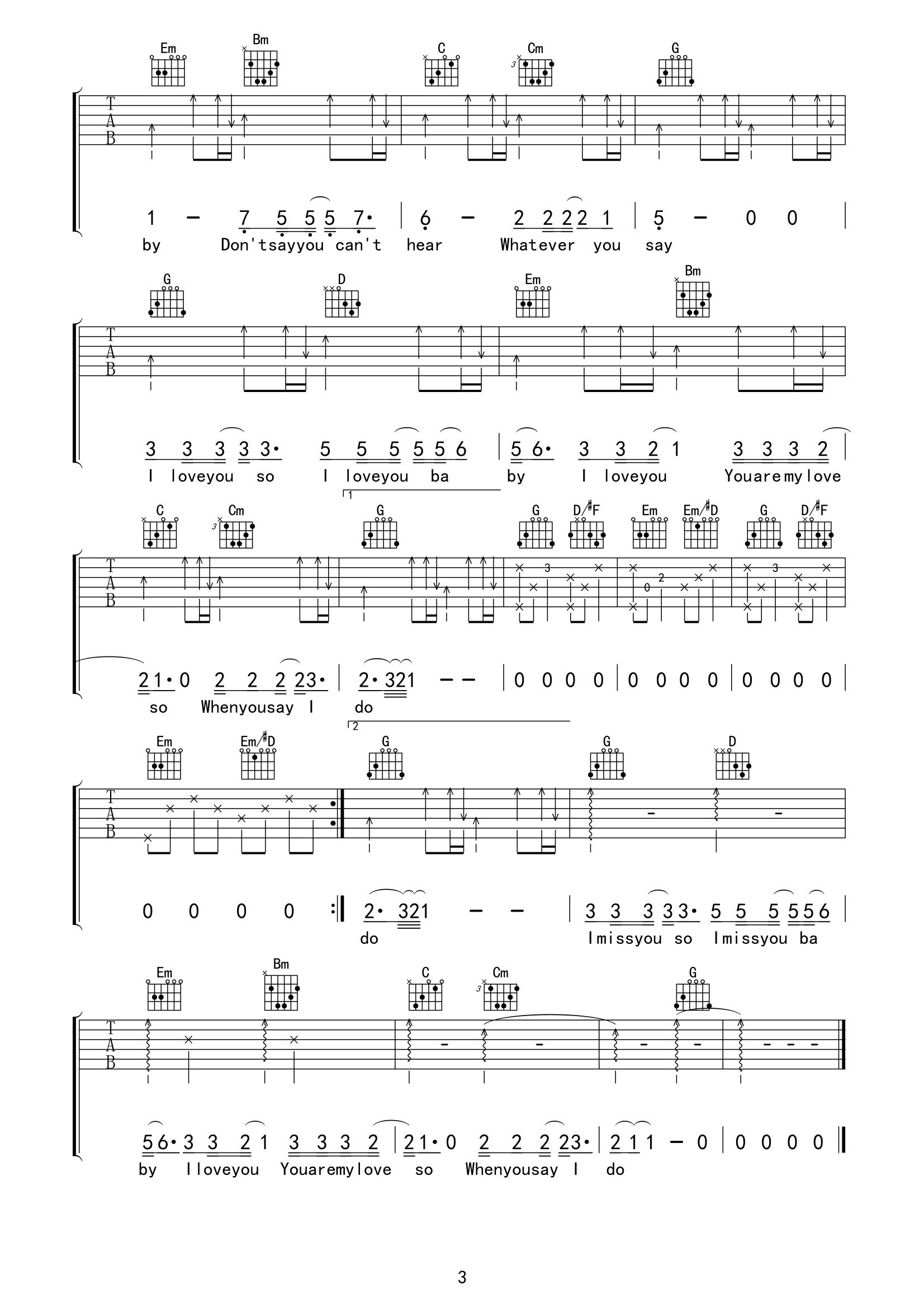 最后一首情歌吉他谱-苏琛-G调原版六线谱-高清图片谱