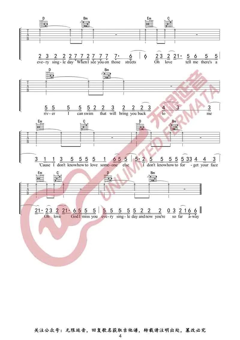 Martin Garrix-So-Far-Away吉他谱4-G调指法
