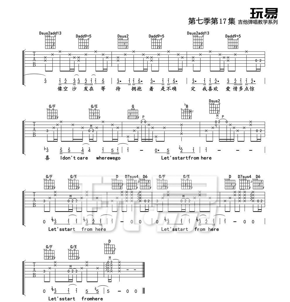 迷宫吉他谱3-王若琳-D调指法