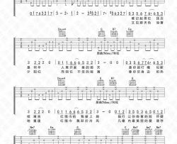 王菲《回忆是红色天空》吉他谱(A调)-Guitar Music Score