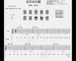 金海心《把耳朵叫醒》吉他谱(C调)-Guitar Music Score